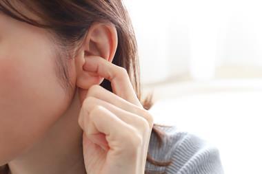 close up image woman ear